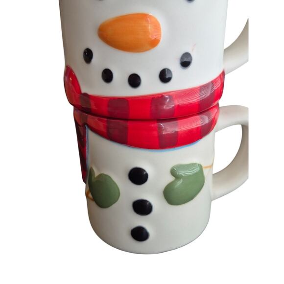 Hallmark Stacking Christmas Winter Mugs Cups Set of 2 That Stack to Make Snowman - Picture 5 of 8